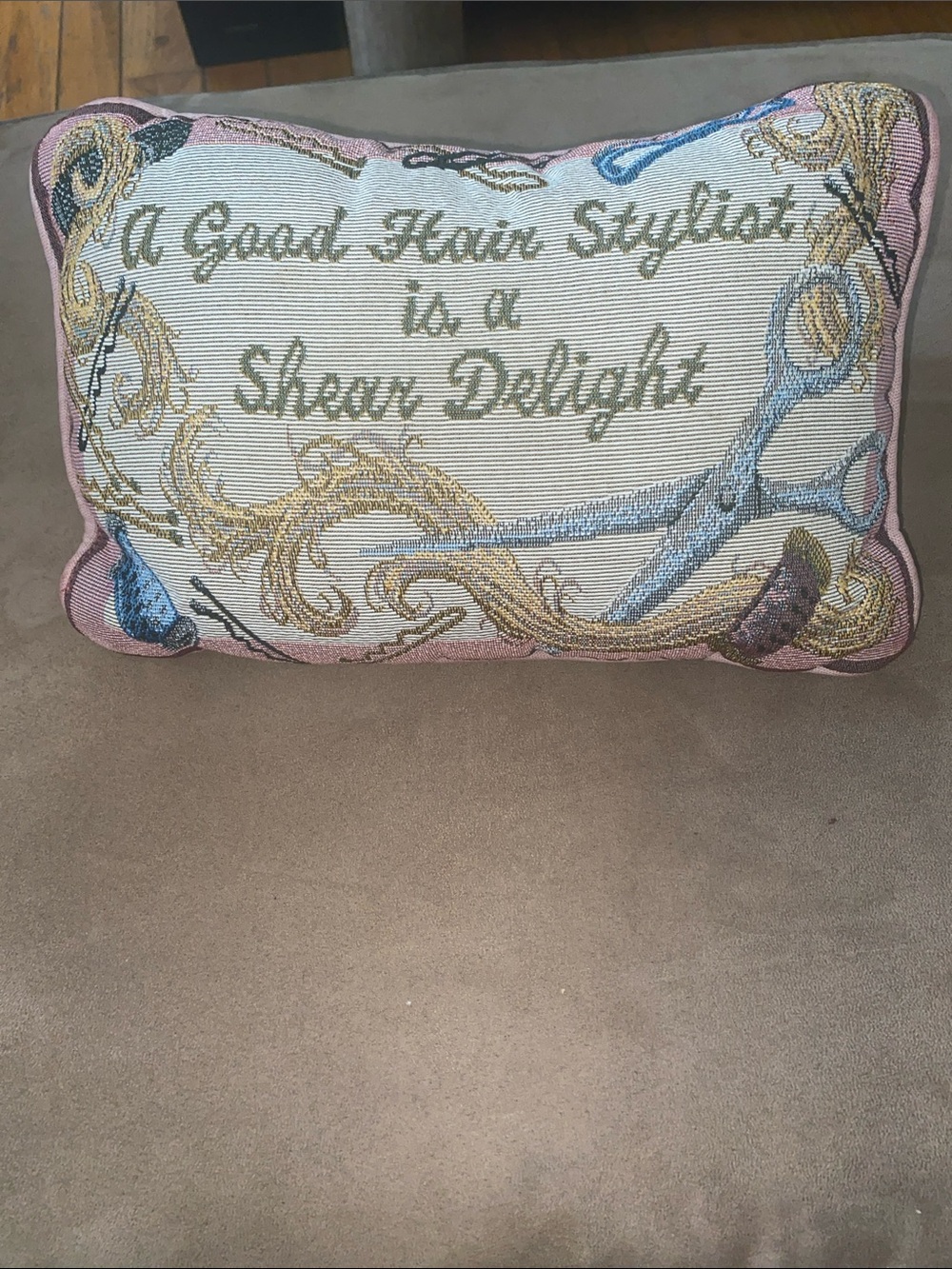 A Good Hairstylist Is A Shear Delight Embroidered Accent Pillow 7.5” X 12”